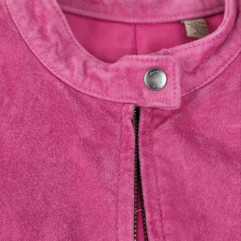 INC International Concepts Suede Pink XL Womens Jacket Silver Colored Zippers - Picture 6 of 16